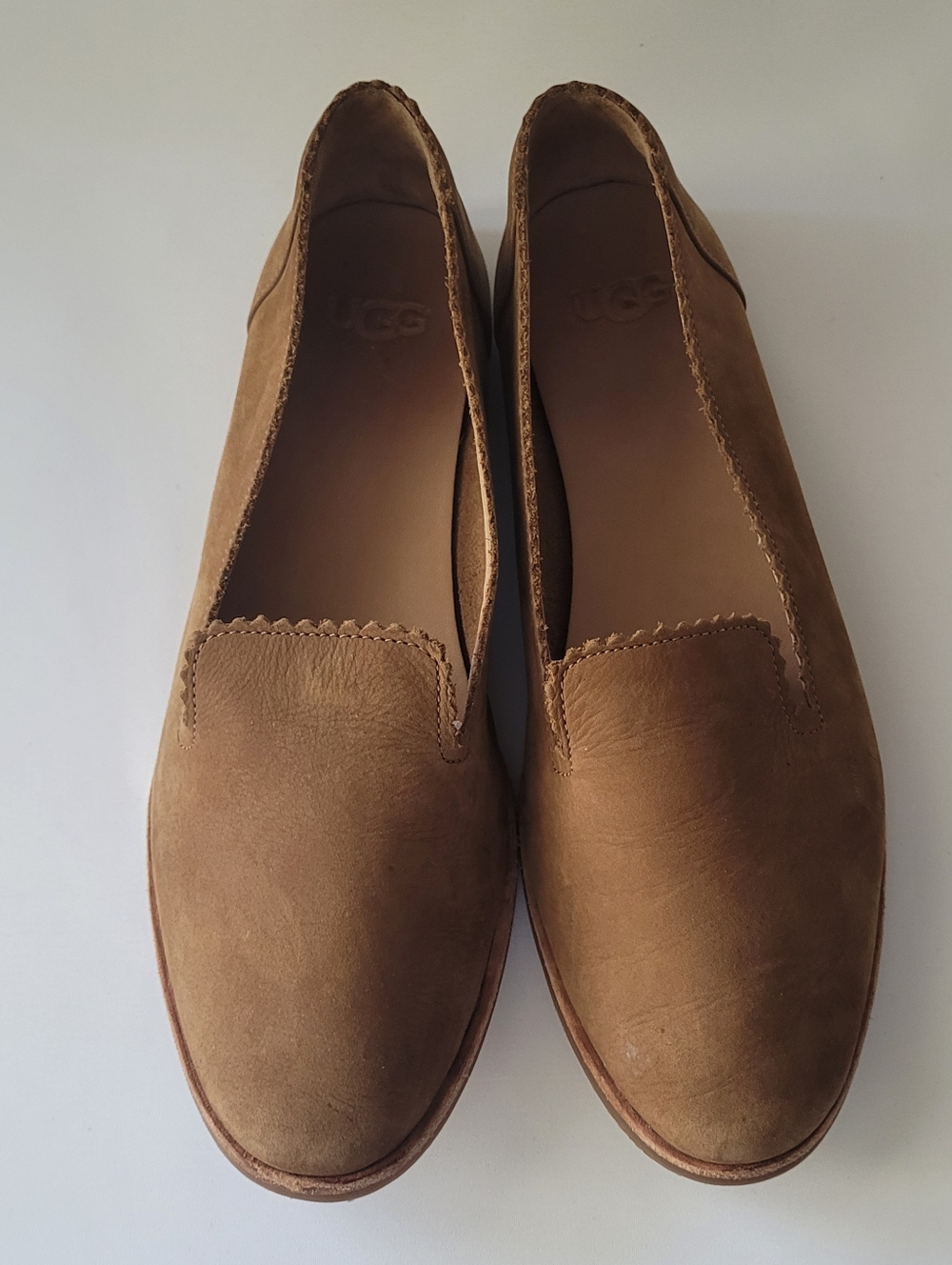 UGG Tan Slip-on Women's Leather Flats US Size 7